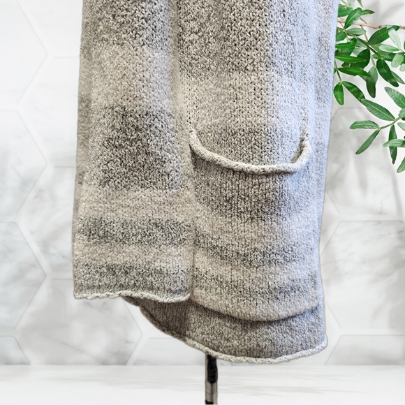 Eddie Bauer Lounge Sleepwear Cozy Hooded Open Front Cardigan Grey Stripe - Picture 8 of 16